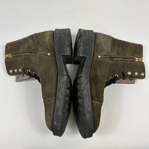 ALLSAINTS Dusty Suede Cap Toe Lug Sole Combat Boots Brown Mens Size 11 main image 4